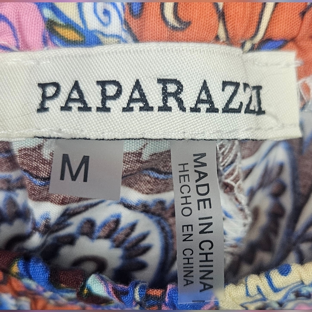 Paparazzi Women's Paisley Palazzo Viscose Pants Size M Boho Hippie Cottagecore - Picture 4 of 5